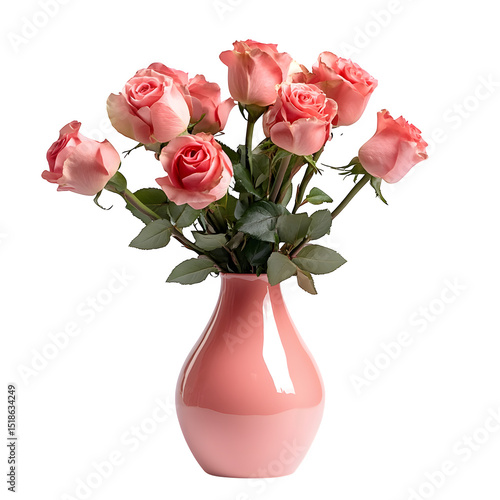 Wallpaper Mural Vase with roses isolate on white background Torontodigital.ca