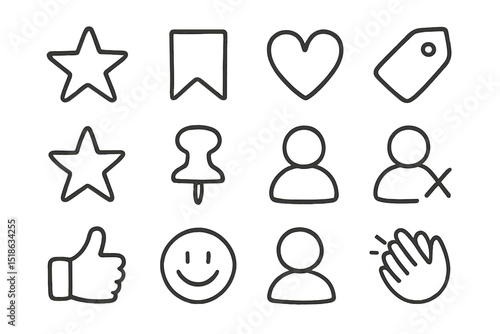 Simplistic black icons on textured brown background for interactive design