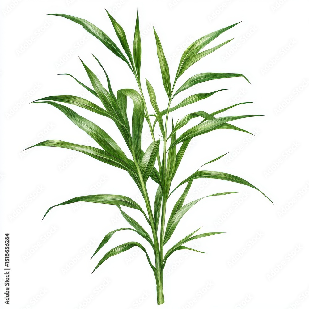 Obraz premium Fresh Green Leafy Plant Isolated on White Background for Design