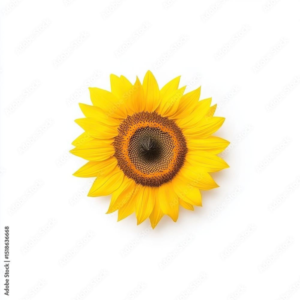 Obraz premium Bright Yellow Sunflower Bloom Isolated on White Background