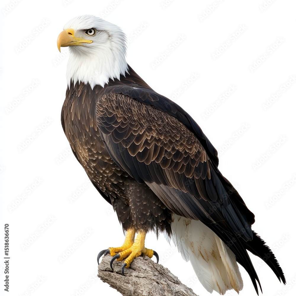 Obraz premium Majestic Bald Eagle Perched on Tree Branch with Stunning Feathers