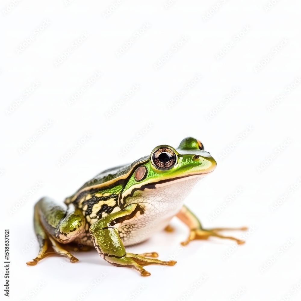 Obraz premium Colorful Frog on White Background with Detailed Patterns and Features