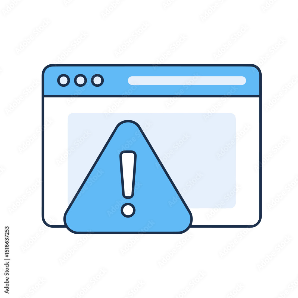 Application Error or System Warning Icon with Browser Window Application Error or System Warning Icon with Browser Window