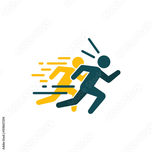 Running Figures Icon Showing Escape or Chase