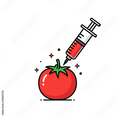 Genetically Modified Tomato with Syringe Injection Graphic