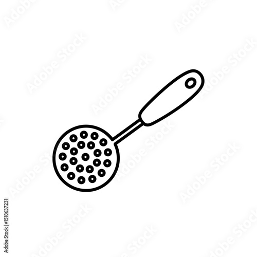 Kitchen Skimmer or Slotted Spoon Outline Icon