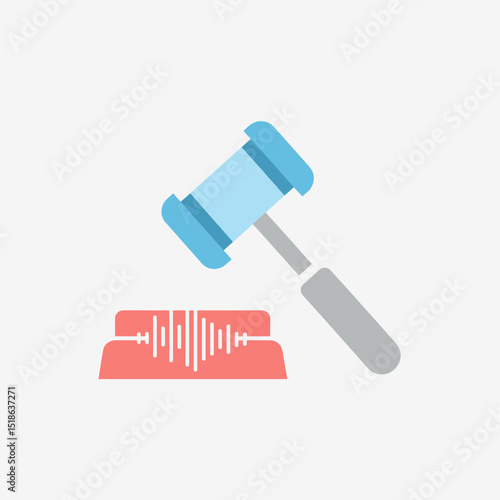Auction Gavel and Sound Block with Soundwave Icon