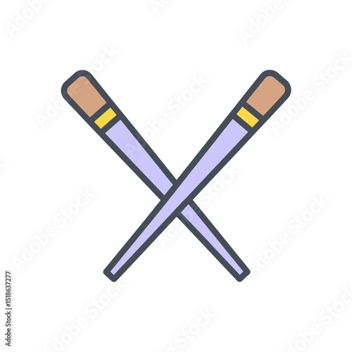 Icon of Two Crossed Sticks (Chopsticks, Drumsticks, or Wands)