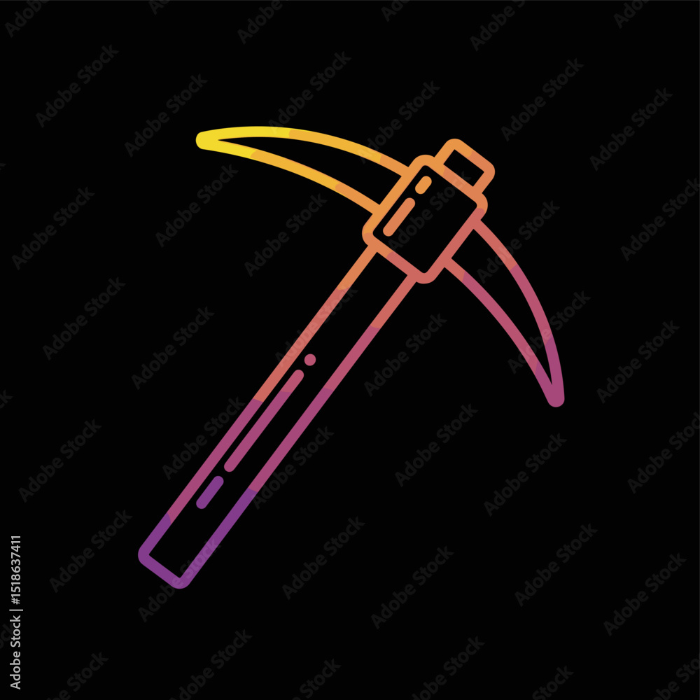 Fototapeta premium Gradient Color Pickaxe Icon on Black Background