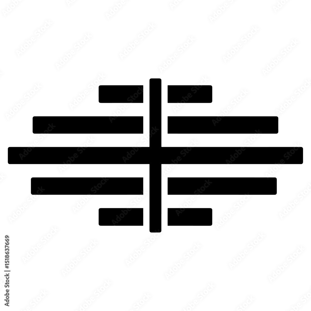 Fototapeta premium Abstract Black Symmetric Symbol with Horizontal and Vertical Bars