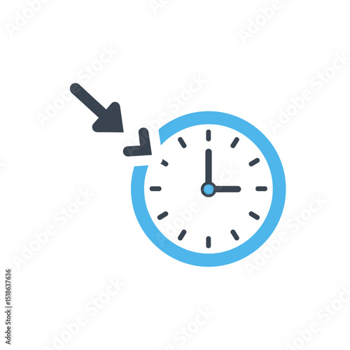 Flexible Hours or Specific Time Icon with Clock and Arrow