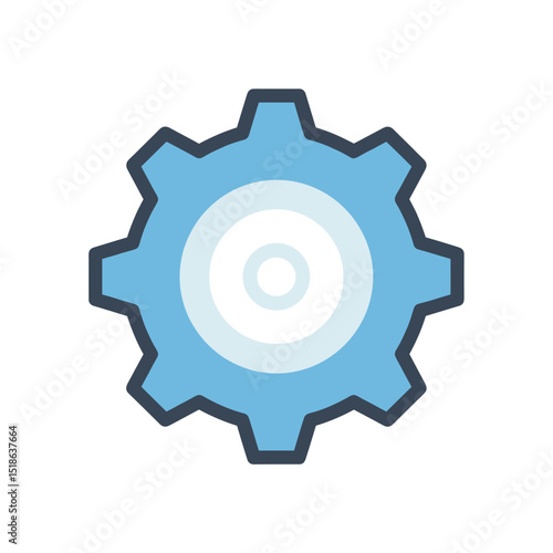 Blue Gear Icon with Concentric Circles for Settings or Configuration