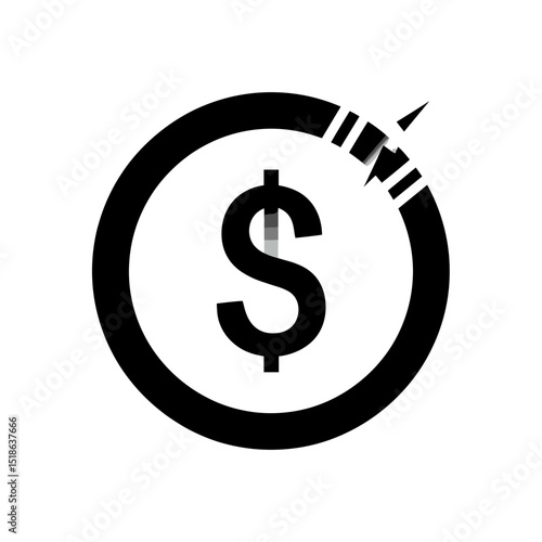 Dollar Sign Icon in a Circle with Stylized Accents