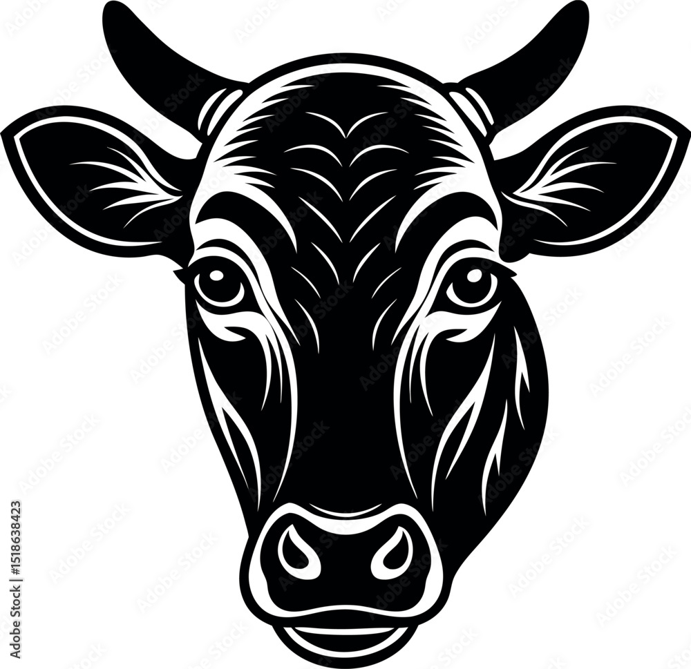 Fototapeta premium Cow Face in Pink Glossy Chrome Shallotte on White Background