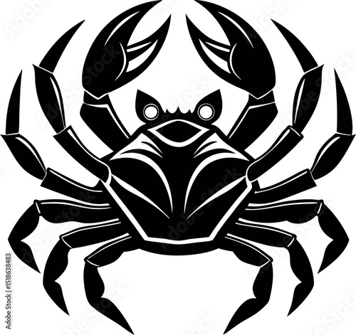 Crab Face in Bright Metallic Vector Shallotte on White Background