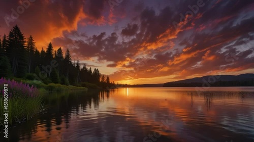 Wallpaper Mural Sunset over the lake Torontodigital.ca