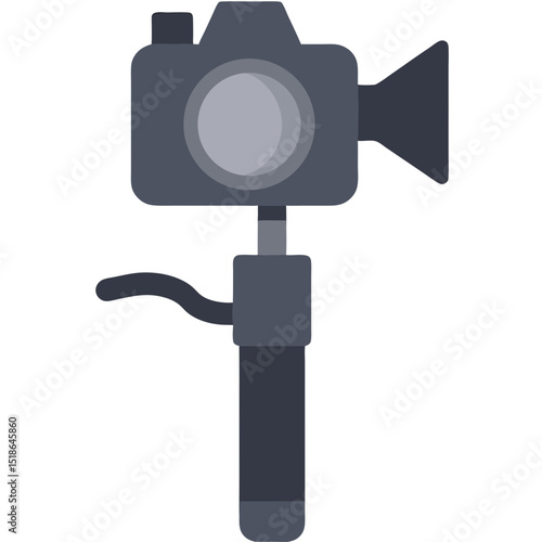 An illustrated camera and video stabilizer for mobile phones and cameras on a black background