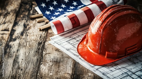 American construction: hard hats, blueprints & national pride - labor day image