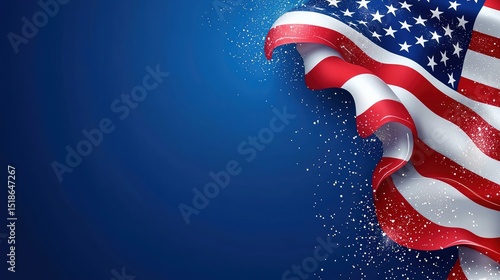 American flag design: celebrate independence day with this stunning image of a waving us flag against a deep blue backdrop, perfect for backgrounds, banners, and social media.