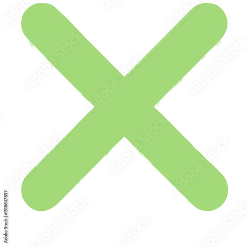 Simple illustration of a green X mark on a black background with grunge effect