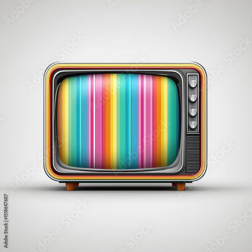 Vibrant Retro TV Design , white background cut out PNG