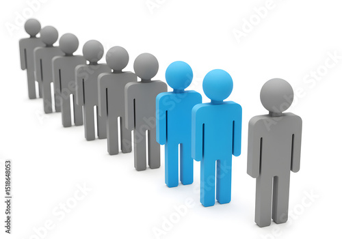 Wallpaper Mural Leadership team concept: blue figures standing out from the grey crowd, business strategy and teamwork success Torontodigital.ca