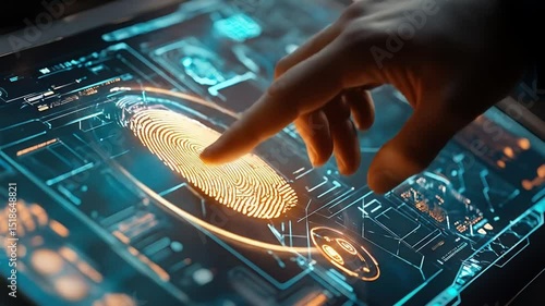 Fingerprint scanning technology futuristic security system biometric authentication access control