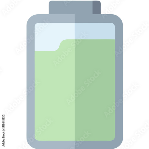 Vector illustration depicting a battery symbol at a medium charge level on black