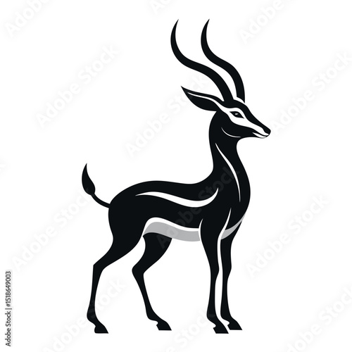 Stylized Gazelle Silhouette Vector Illustration isolated on white background
