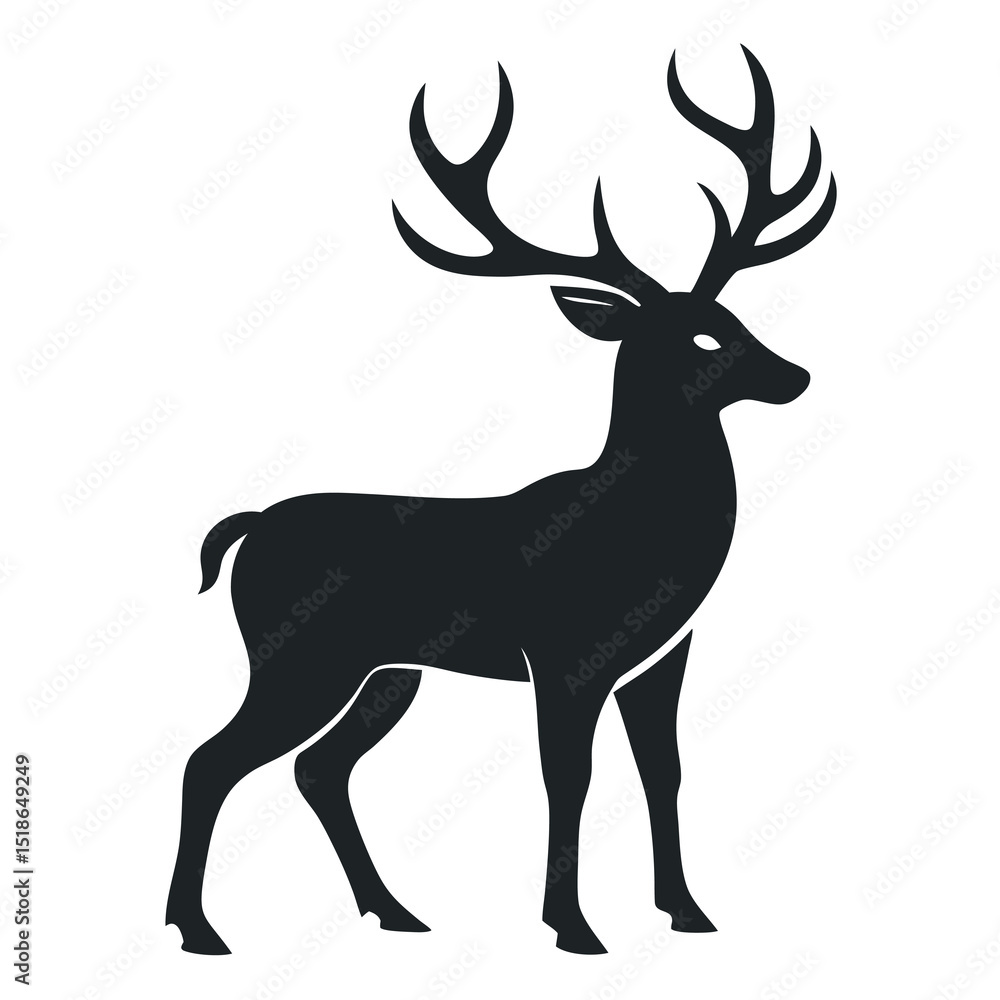Fototapeta premium Black Deer Silhouette Vector Illustration isolated on white background