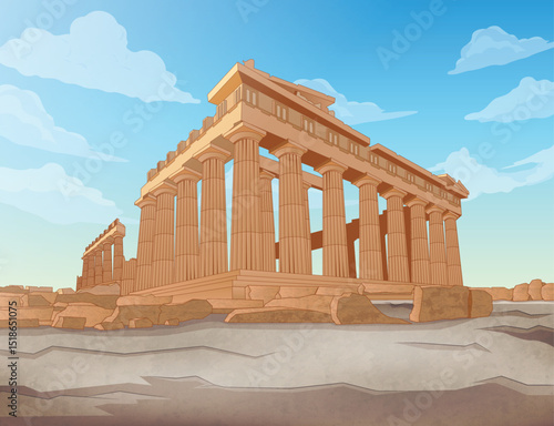 Parthenon backdrop illustration cartoon vector