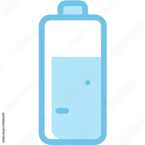 Iconic representation of a partially charged battery, ideal for UI and tech designs