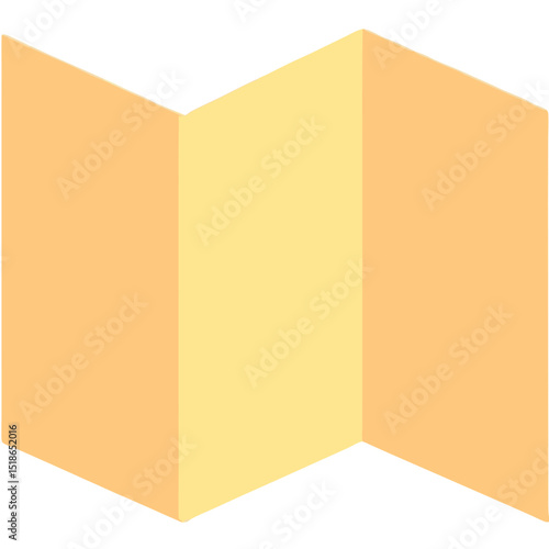 Simple, flat design illustration of a folded paper map on a black background for navigation