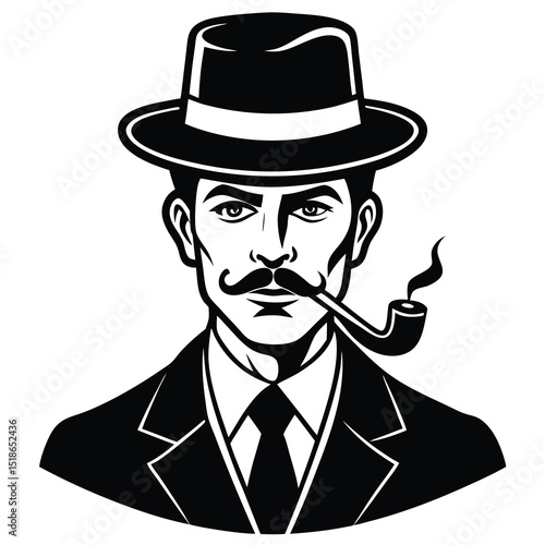 vector private gentlemen club gentleman in retro hat on white background