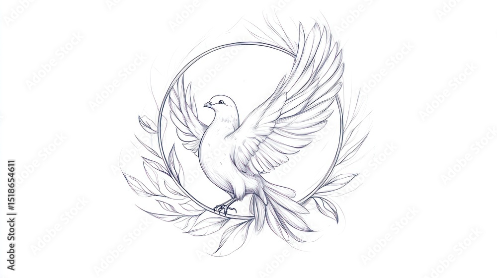 Fototapeta premium Dove Design Outline Art
