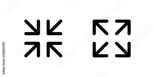 maximize and minimize icons with arrows pointing outward and inward. fullscreen icon for adjusting screen or window size in digital interfaces