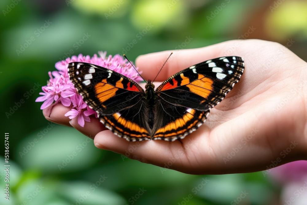 Fototapeta premium Hand holding butterfly