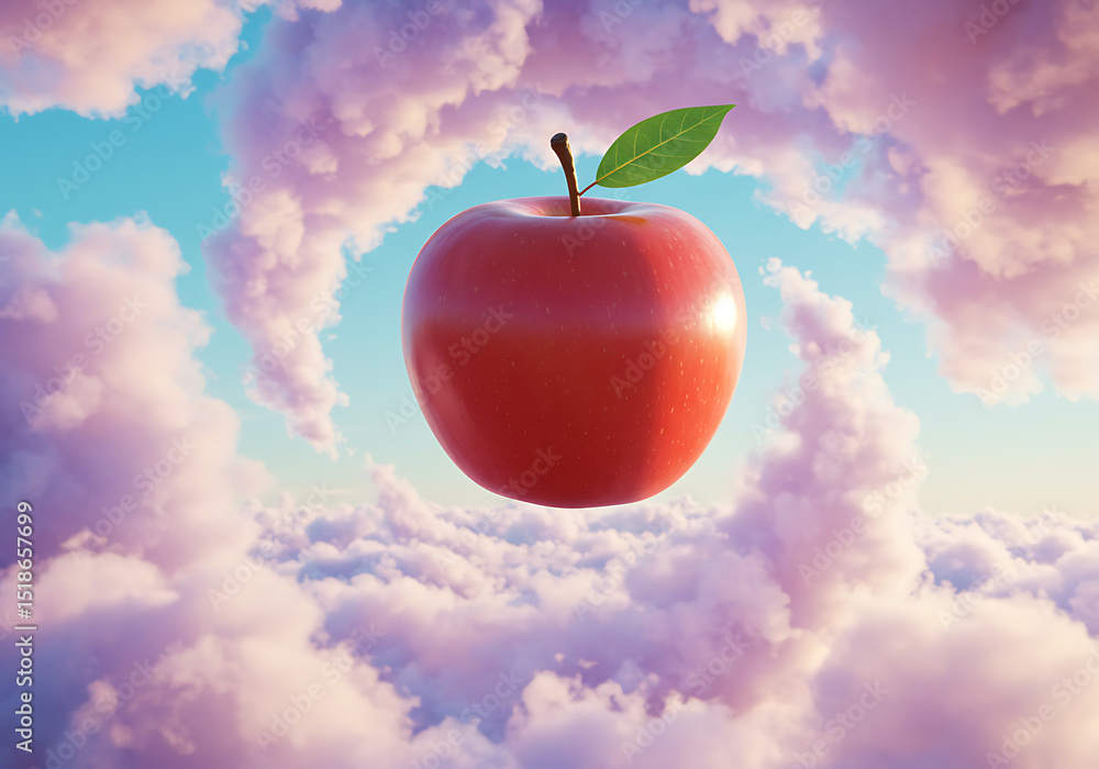 Obraz premium A Magical Apple Suspended in a Dreamlike Sky