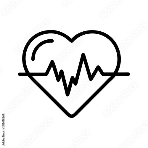 Heart rate during sleep outline icon, isolated on white background