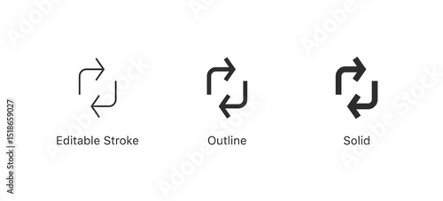 Refresh icon vector. exchange icon symbol. recycle vector icon symbol. Repeat and reload icons set and sync arrow rotation circle. editable stroke outline style for app user interface and web elements