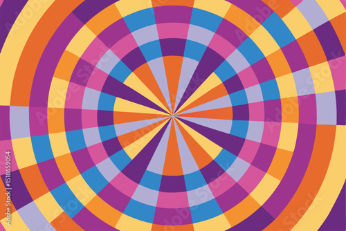 Abstract colorful geometric pattern circle with radial lines on white background