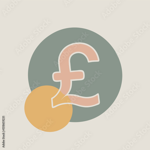 Abstract composition featuring a pound symbol and geometric shapes in pastel colors