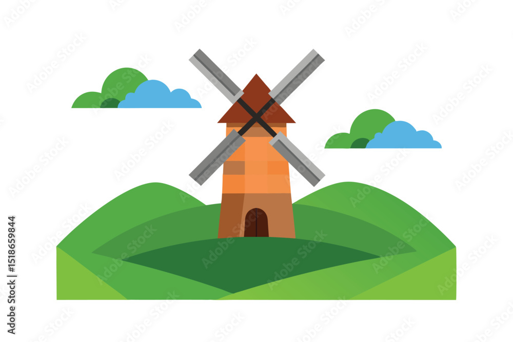 Obraz premium windmill on green field