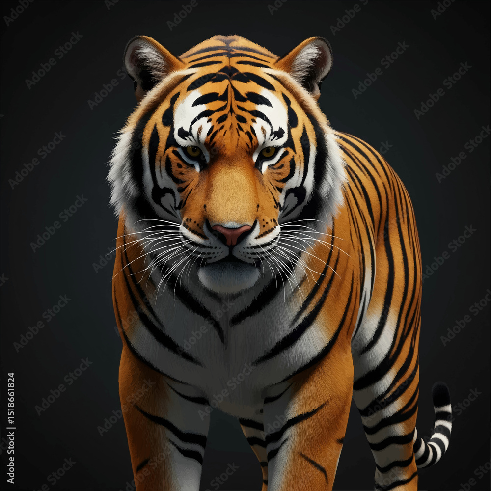 Fototapeta premium Beautiful Tiger in a Dark Black Background with Moody Lighting