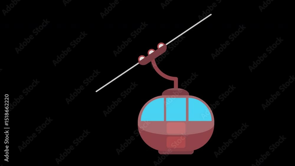Animated cable car icon on a Transparent Background for travel and vacation themes Animated cable car icon on a Transparent Background for travel and vacation themes