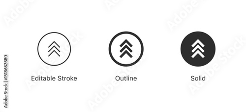 swipe up icon button. Scroll arrow up icon sign - upload icon button, send, export icons in editable stroke, outline, and solid styles, perfect for call to action, navigation