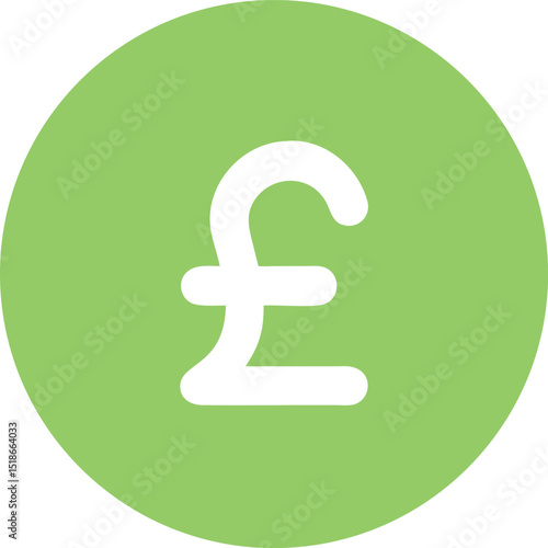 British pound symbol graphic represented in a green circle with black icon