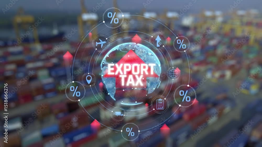 Global Trade and Export Tax Concept with Colorful Shipping Containers ...