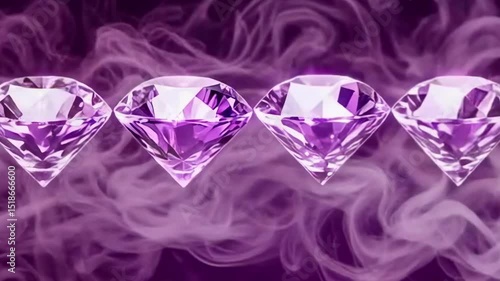 Mystical Floating Diamonds in Lilac Smoke | 4K Seamless Loop
