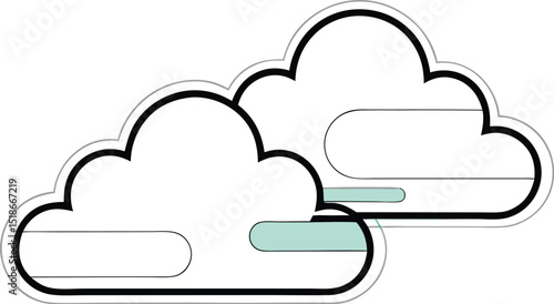 Modern vector illustration of two clouds on a white background with a touch of color